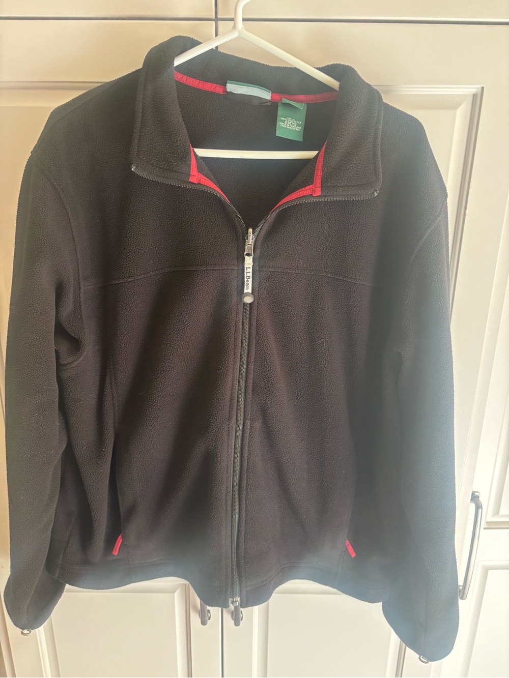 L.L. Bean Black Fleece Jacket with Red Accents large